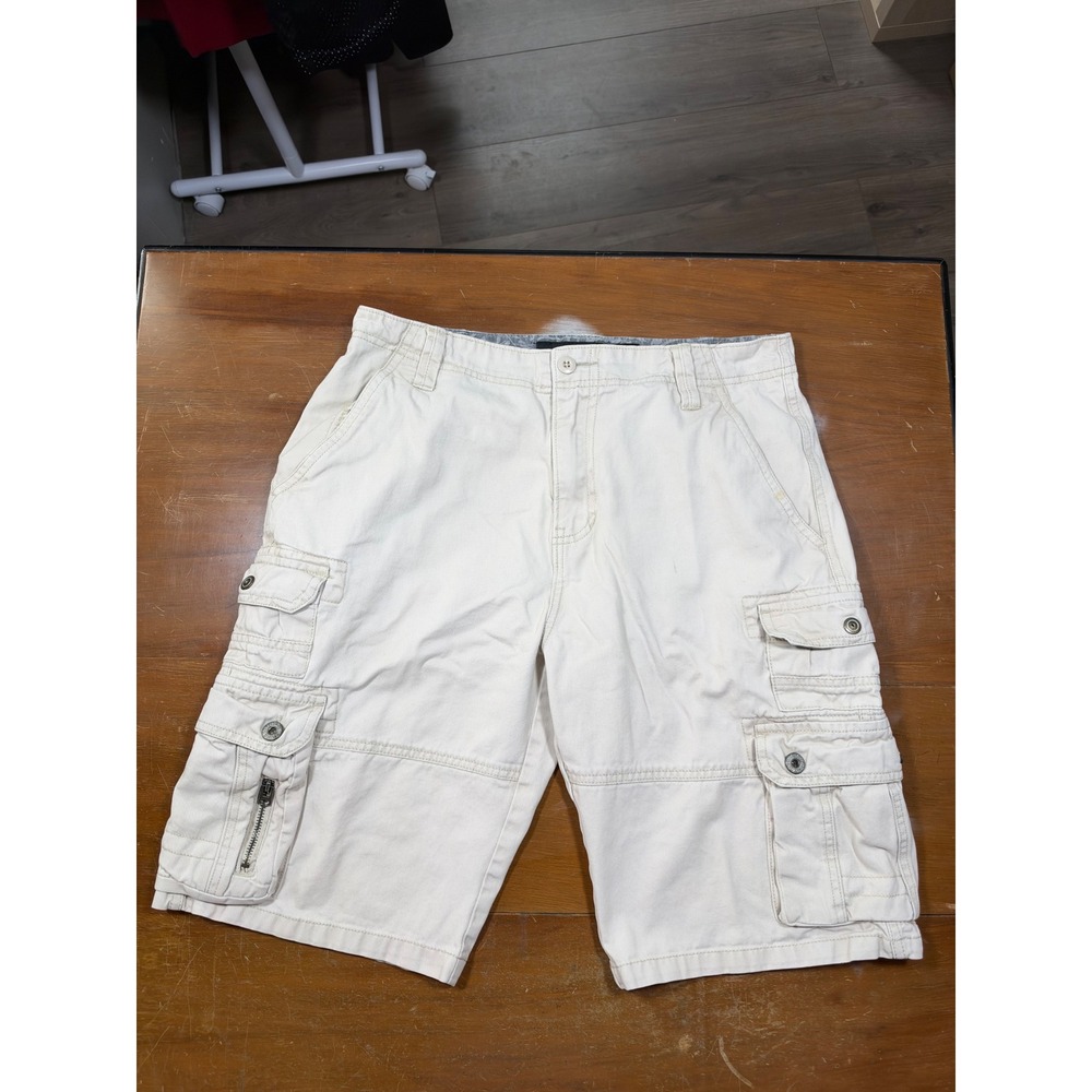 Plugg Cargo Shorts Mens 30 Tan Good Multi-Pocket Cotton Twill Utility Casual